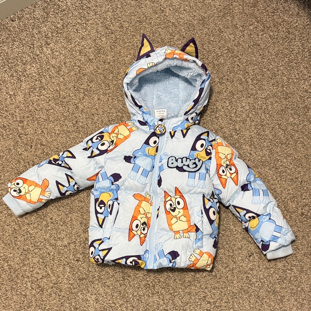 Bluey Kids Puffer Jacket - Blue